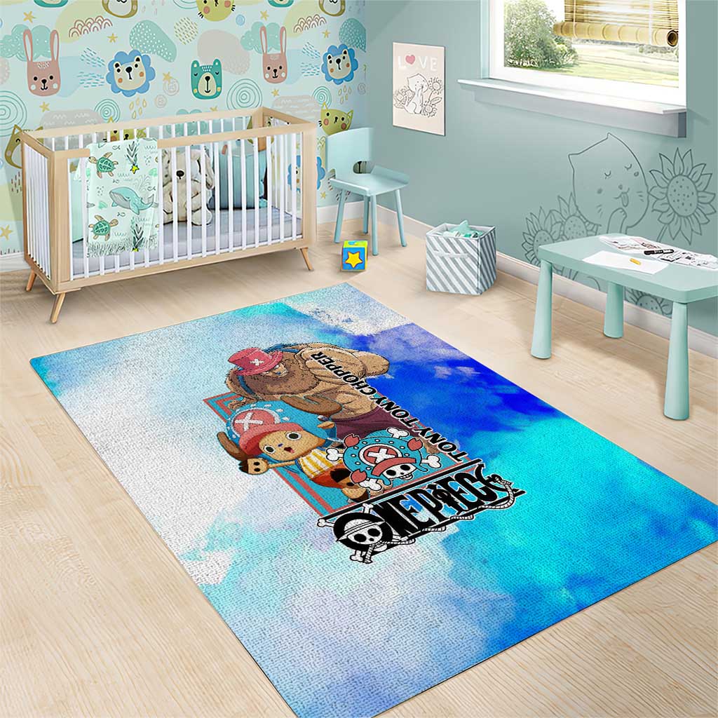 Tony Tony Chopper One Piece Blue Theme Area Rug with Cute Reindeer Design and Transformation Forms - The Mazicc