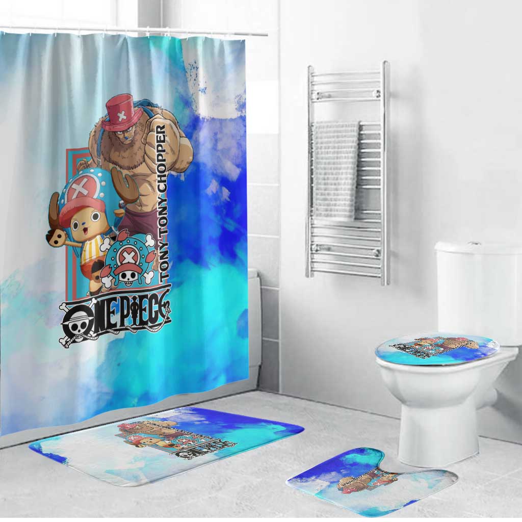 Tony Tony Chopper One Piece Blue Theme Bathroom Set with Cute Reindeer Design and Transformation Forms - The Mazicc