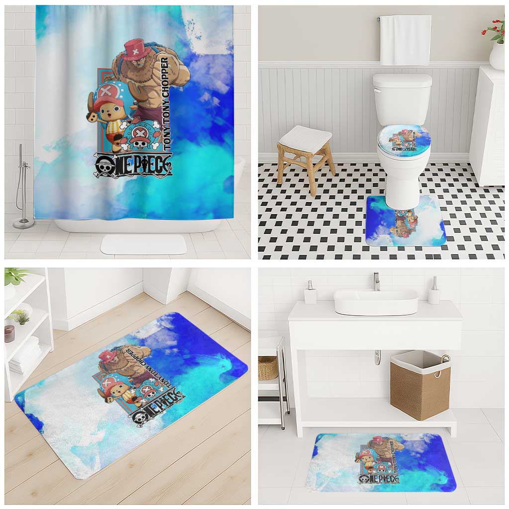Tony Tony Chopper One Piece Blue Theme Bathroom Set with Cute Reindeer Design and Transformation Forms - The Mazicc