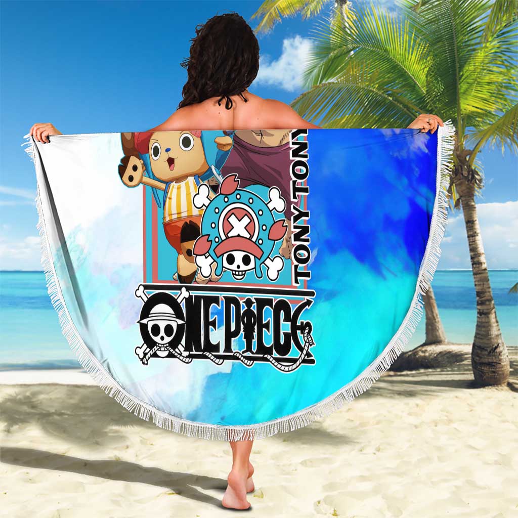 Tony Tony Chopper One Piece Blue Theme Beach Blanket with Cute Reindeer Design and Transformation Forms - The Mazicc