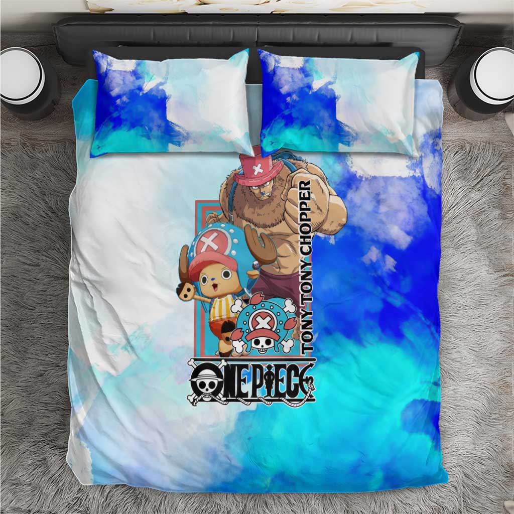 Tony Tony Chopper One Piece Blue Theme Bedding Set with Cute Reindeer Design and Transformation Forms - The Mazicc