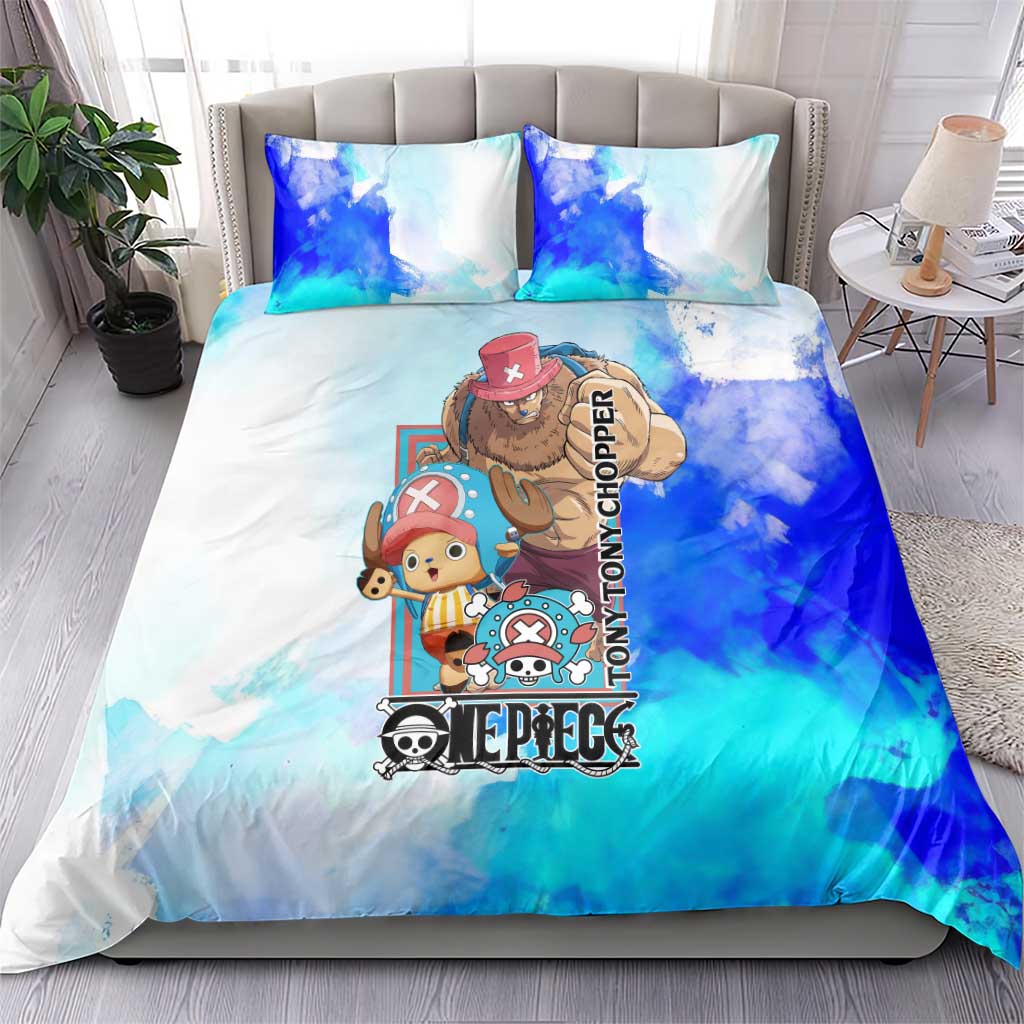 Tony Tony Chopper One Piece Blue Theme Bedding Set with Cute Reindeer Design and Transformation Forms - The Mazicc