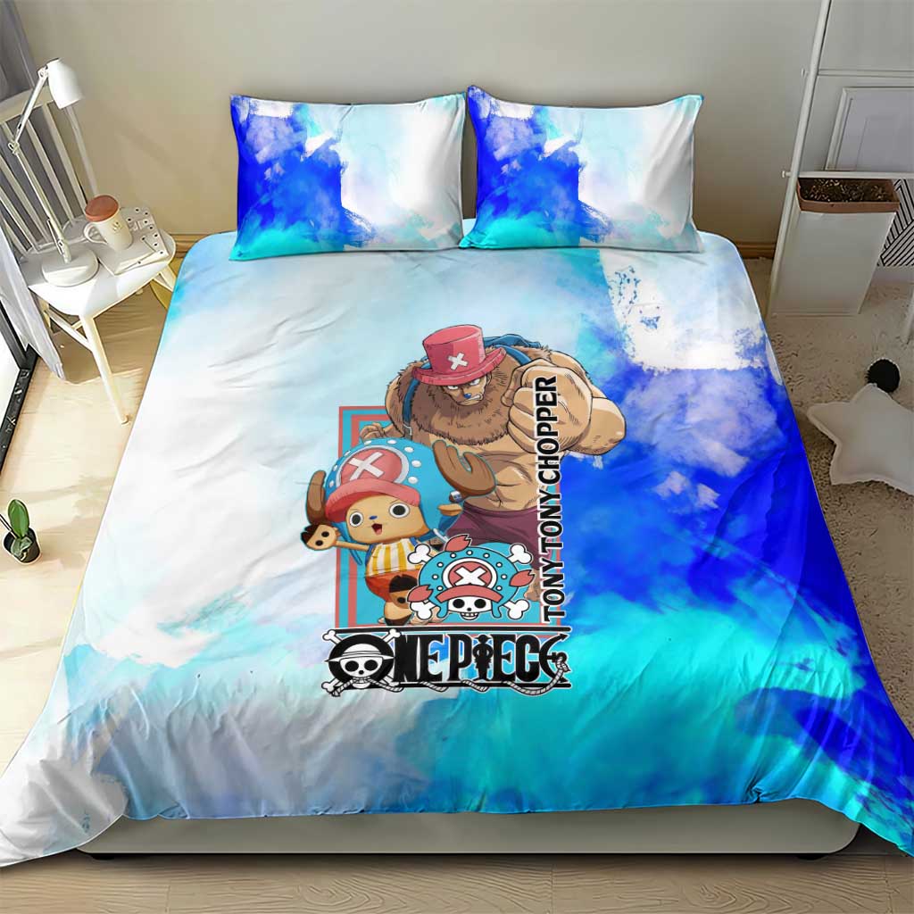 Tony Tony Chopper One Piece Blue Theme Bedding Set with Cute Reindeer Design and Transformation Forms - The Mazicc