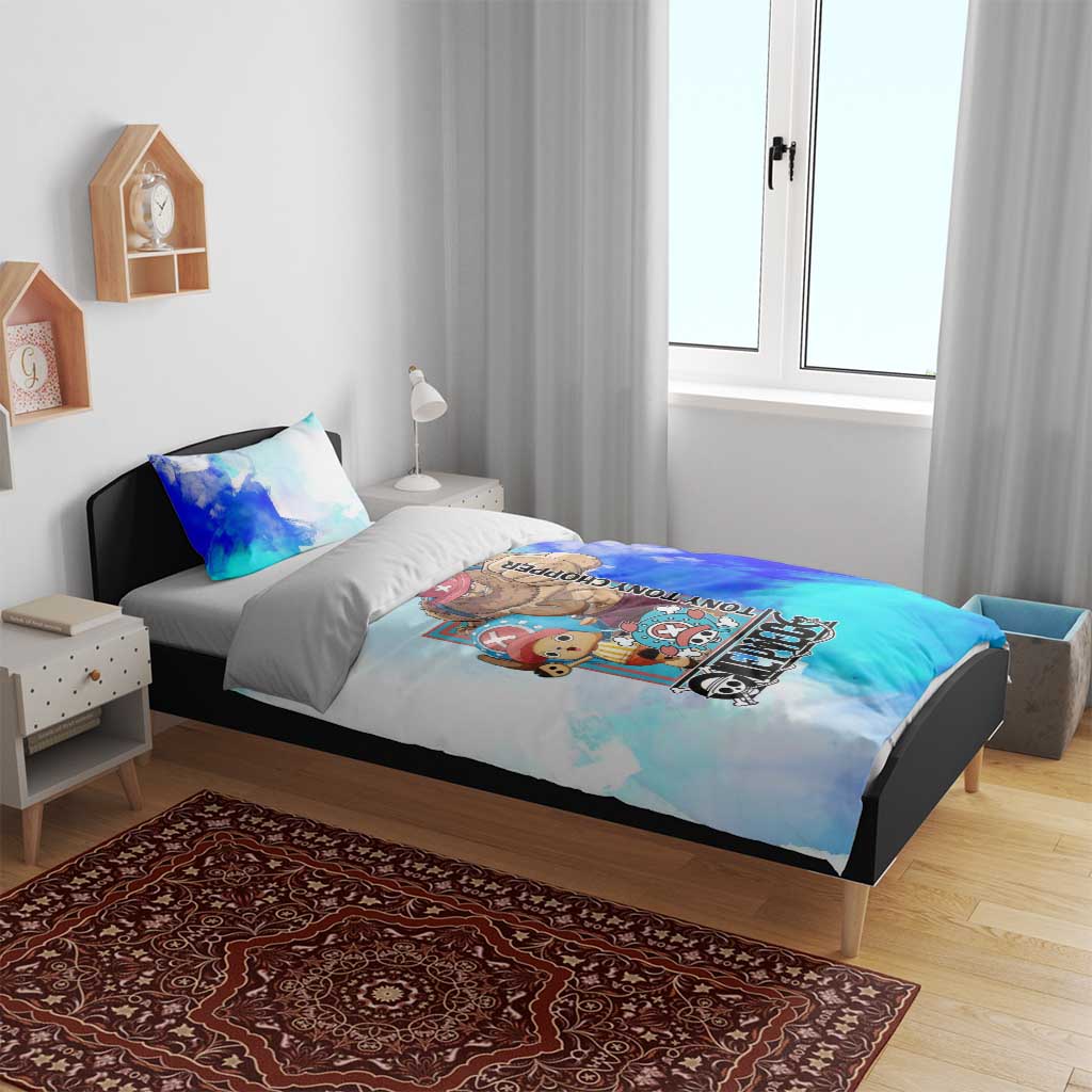 Tony Tony Chopper One Piece Blue Theme Bedding Set with Cute Reindeer Design and Transformation Forms - The Mazicc