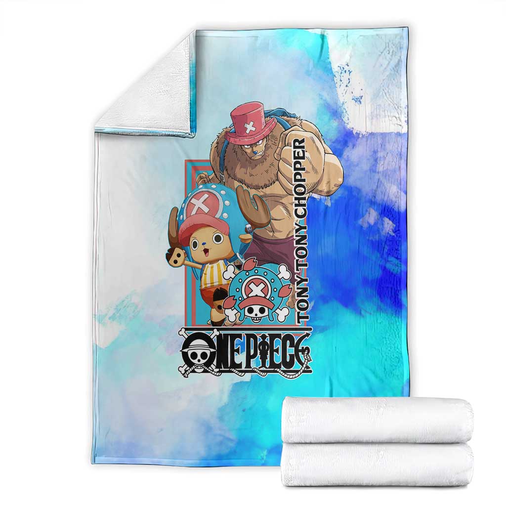 Tony Tony Chopper One Piece Blue Theme Blanket with Cute Reindeer Design and Transformation Forms - The Mazicc