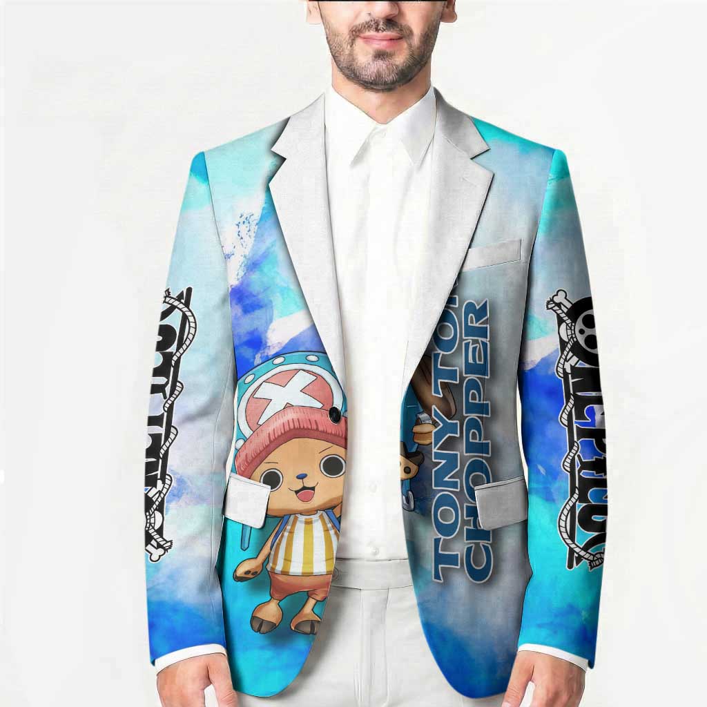 Tony Tony Chopper One Piece Blue Theme Blazer with Cute Reindeer Design and Transformation Forms - The Mazicc