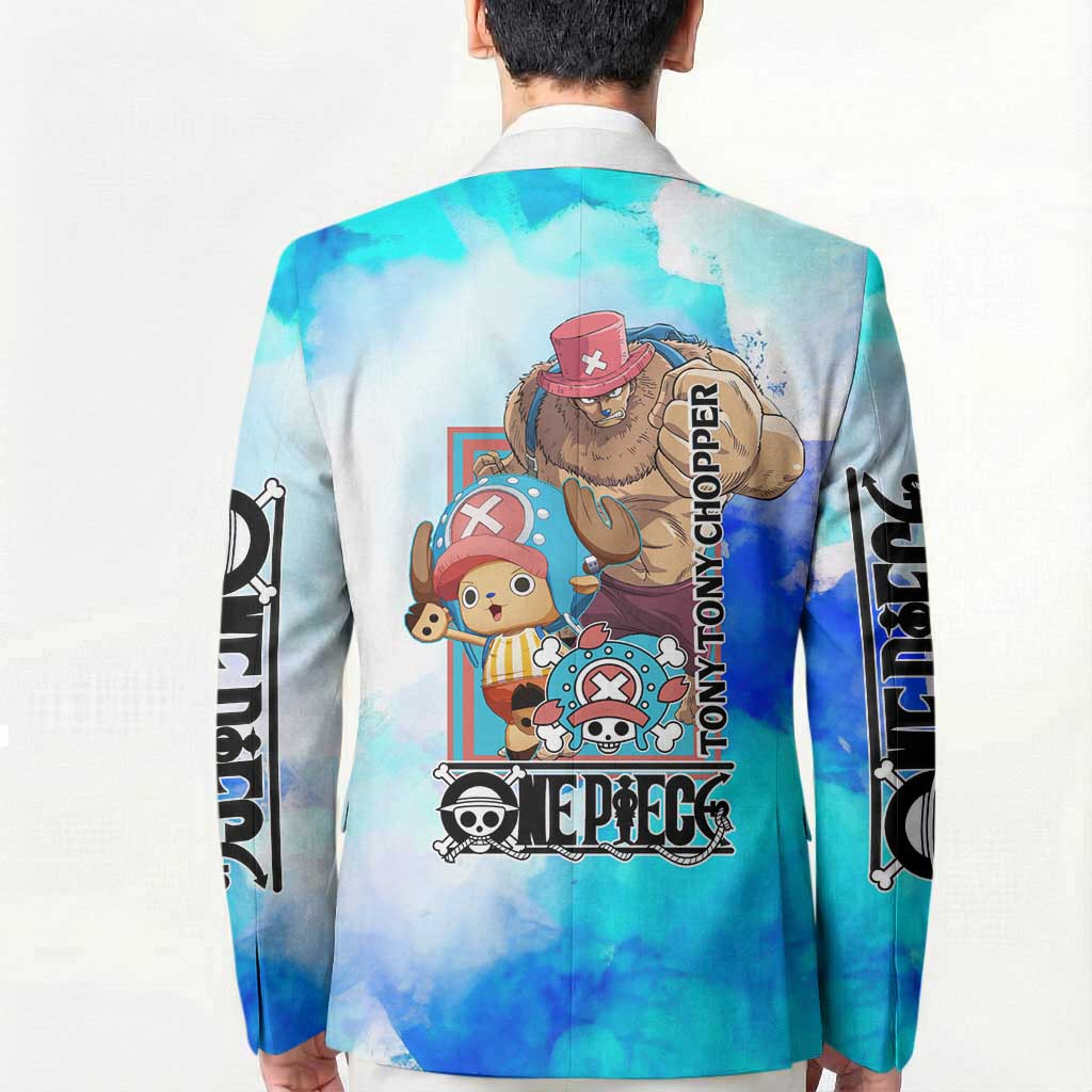 Tony Tony Chopper One Piece Blue Theme Blazer with Cute Reindeer Design and Transformation Forms - The Mazicc