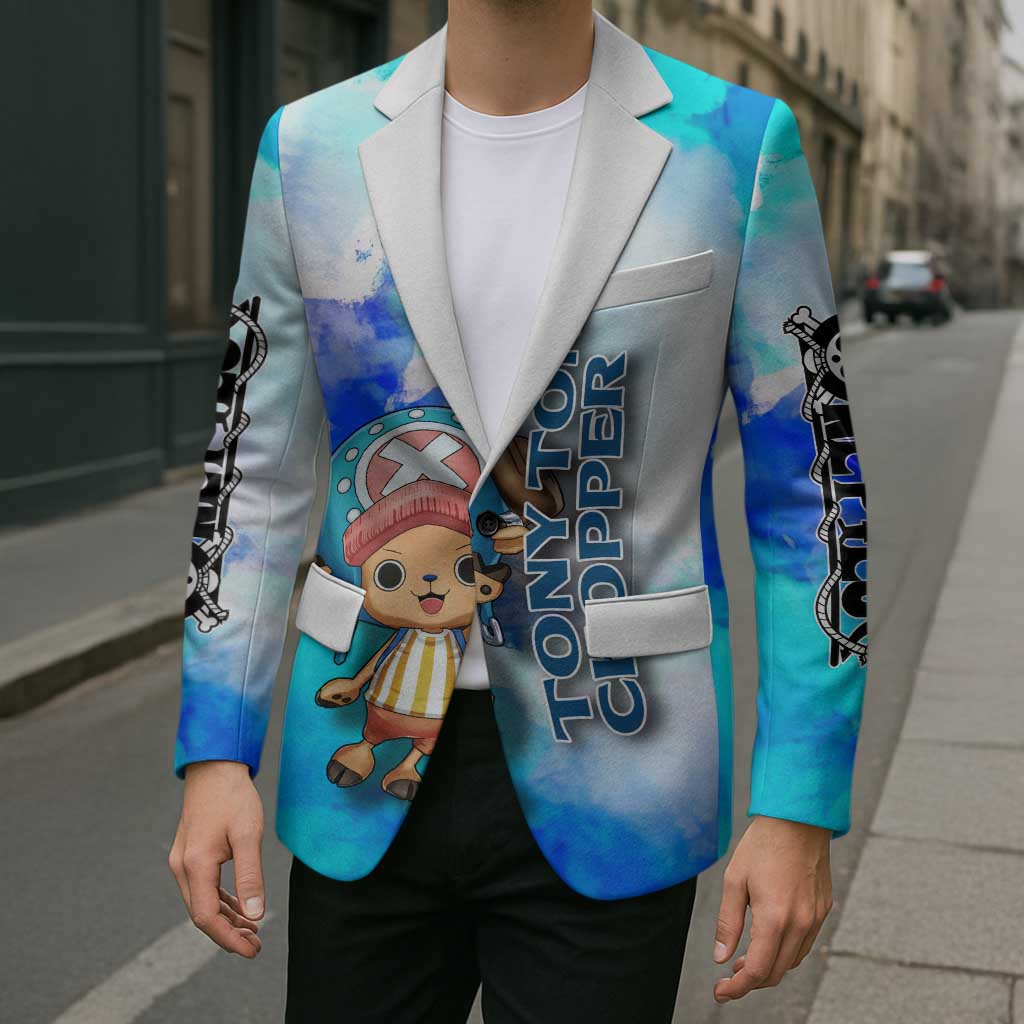 Tony Tony Chopper One Piece Blue Theme Blazer with Cute Reindeer Design and Transformation Forms - The Mazicc