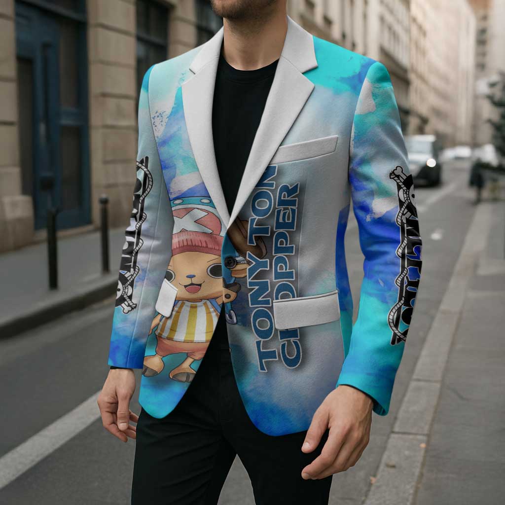 Tony Tony Chopper One Piece Blue Theme Blazer with Cute Reindeer Design and Transformation Forms - The Mazicc