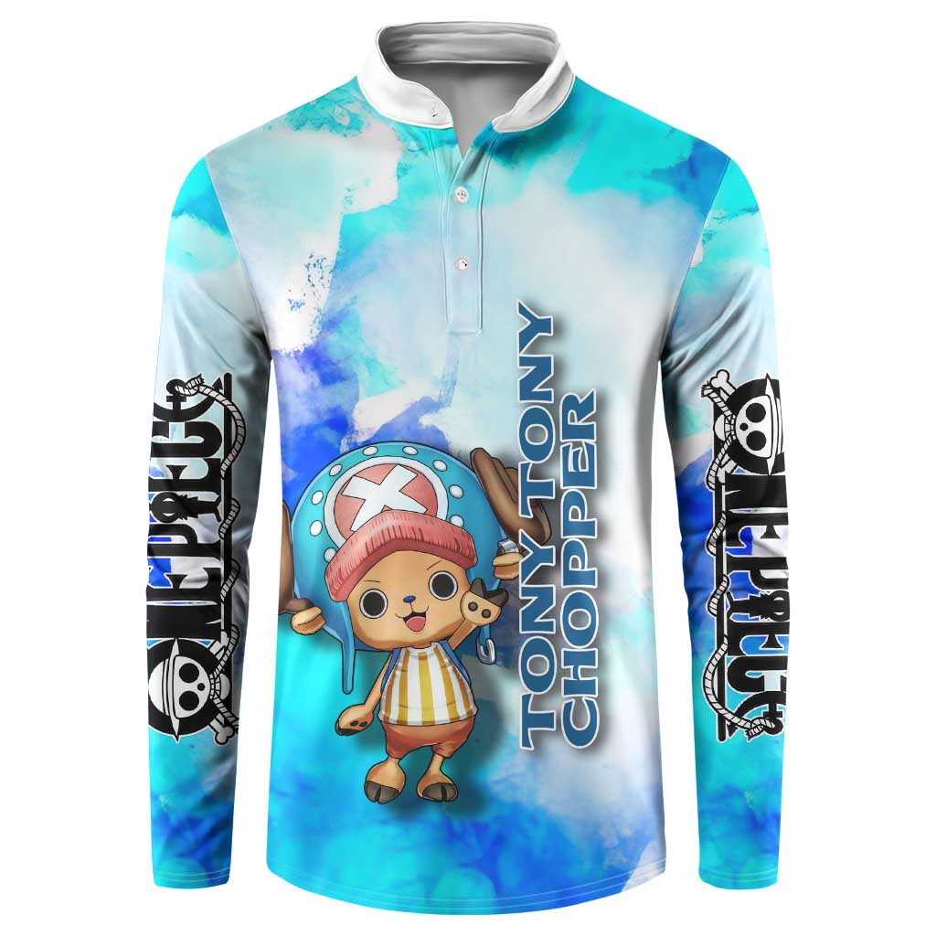 Tony Tony Chopper One Piece Blue Theme Button Sweatshirt with Cute Reindeer Design and Transformation Forms - The Mazicc