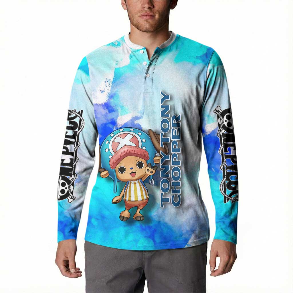 Tony Tony Chopper One Piece Blue Theme Button Sweatshirt with Cute Reindeer Design and Transformation Forms - The Mazicc