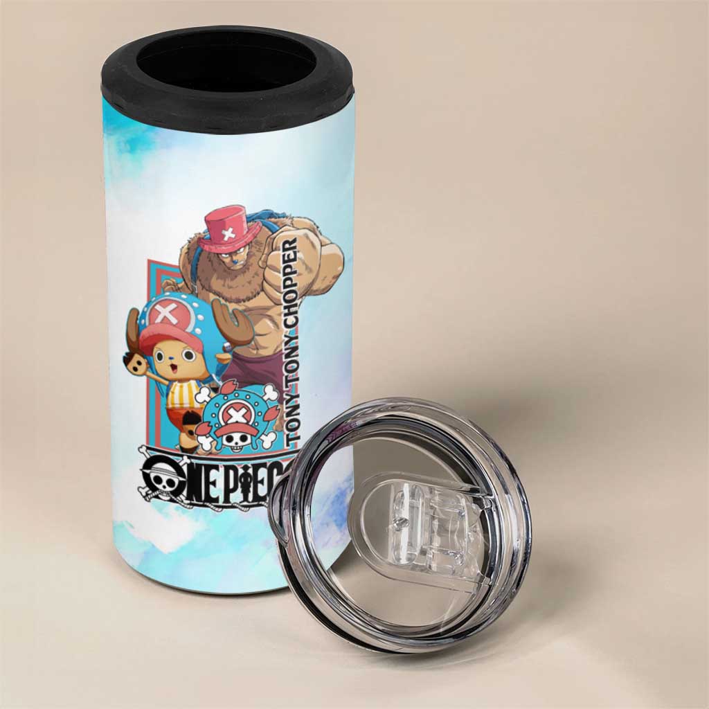 Tony Tony Chopper One Piece Blue Theme 4 in 1 Can Cooler Tumbler with Cute Reindeer Design and Transformation Forms - The Mazicc