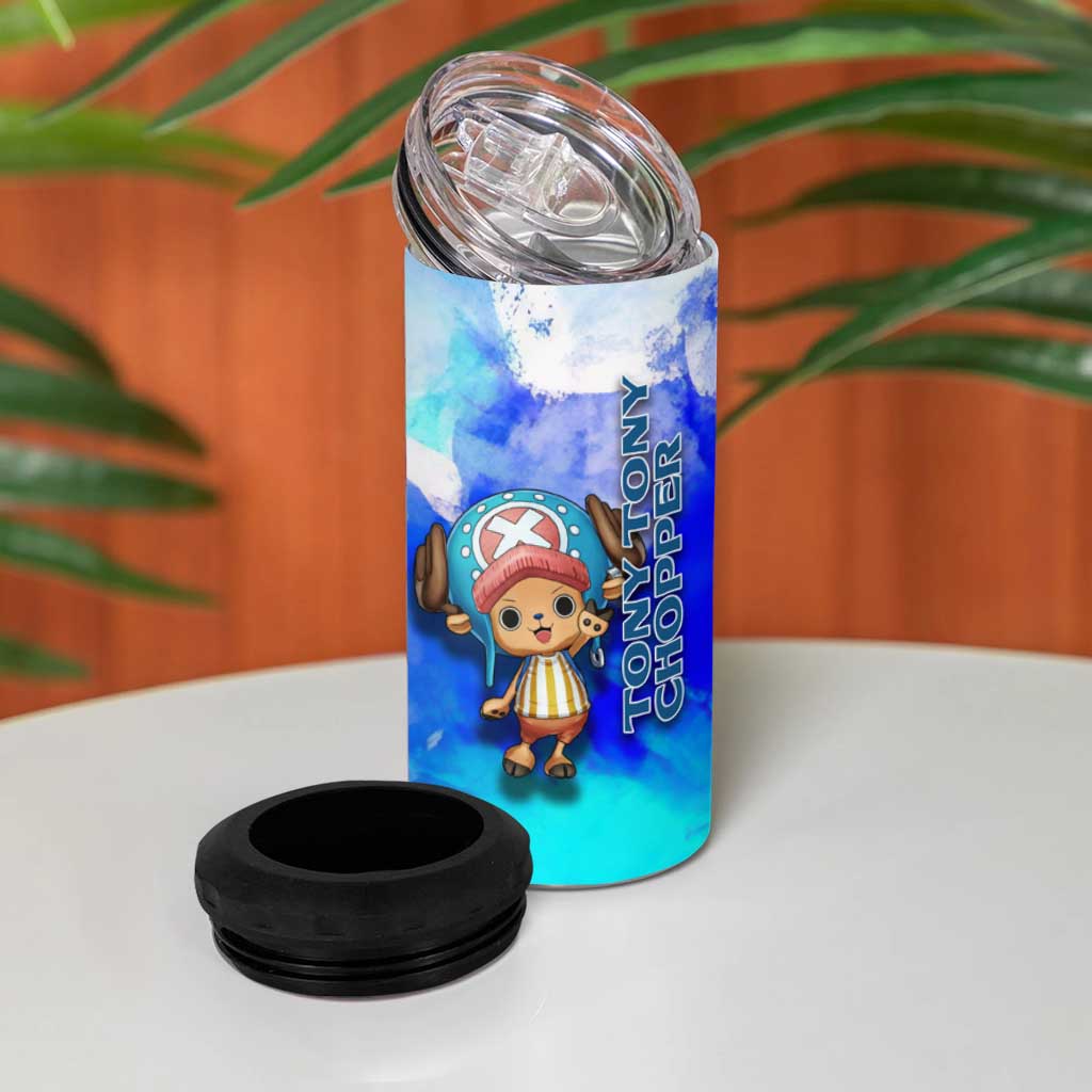 Tony Tony Chopper One Piece Blue Theme 4 in 1 Can Cooler Tumbler with Cute Reindeer Design and Transformation Forms - The Mazicc