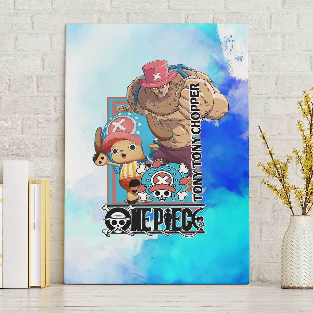 Tony Tony Chopper One Piece Blue Theme Canvas Wall Art with Cute Reindeer Design and Transformation Forms - The Mazicc
