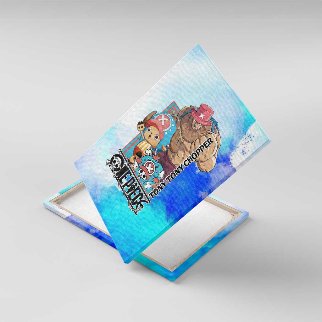 Tony Tony Chopper One Piece Blue Theme Canvas Wall Art with Cute Reindeer Design and Transformation Forms - The Mazicc