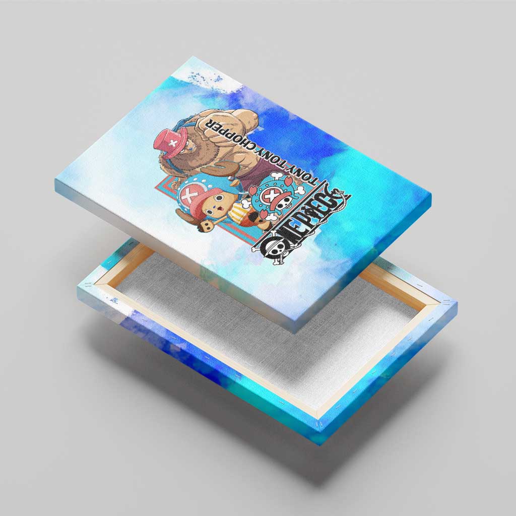 Tony Tony Chopper One Piece Blue Theme Canvas Wall Art with Cute Reindeer Design and Transformation Forms - The Mazicc