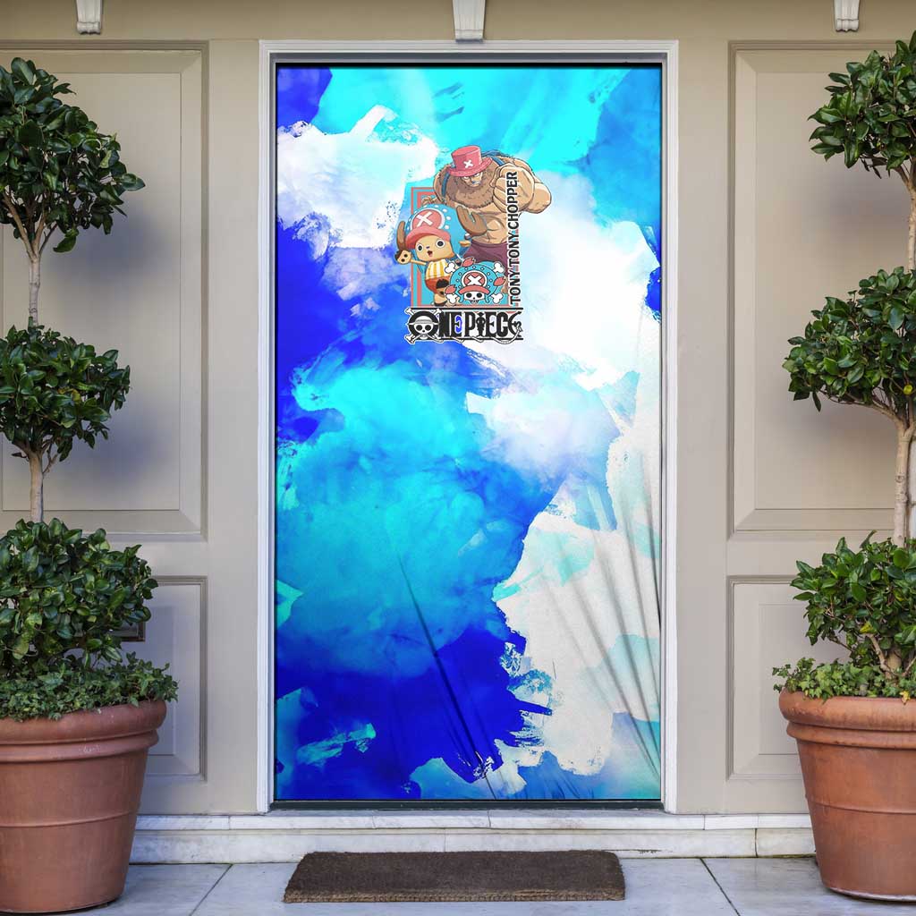 Tony Tony Chopper One Piece Blue Theme Door Cover with Cute Reindeer Design and Transformation Forms - The Mazicc