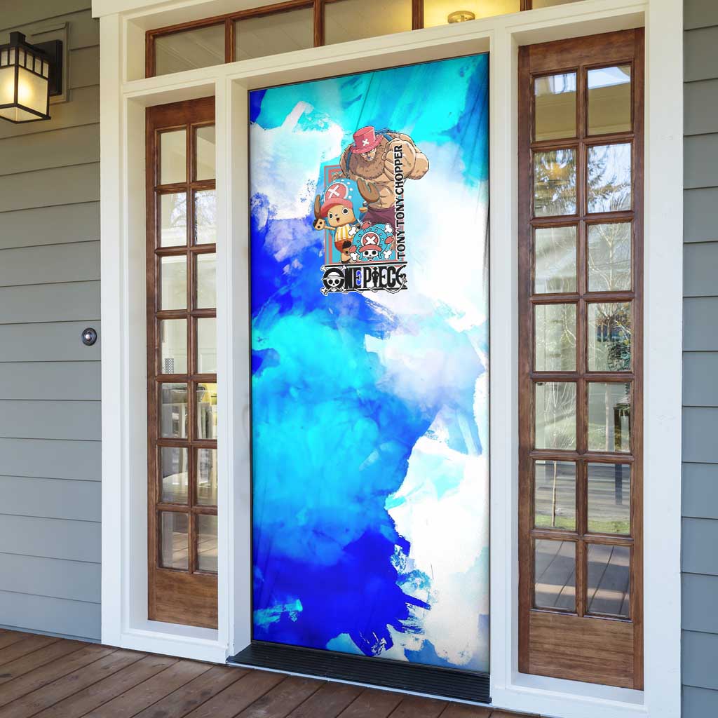 Tony Tony Chopper One Piece Blue Theme Door Cover with Cute Reindeer Design and Transformation Forms - The Mazicc