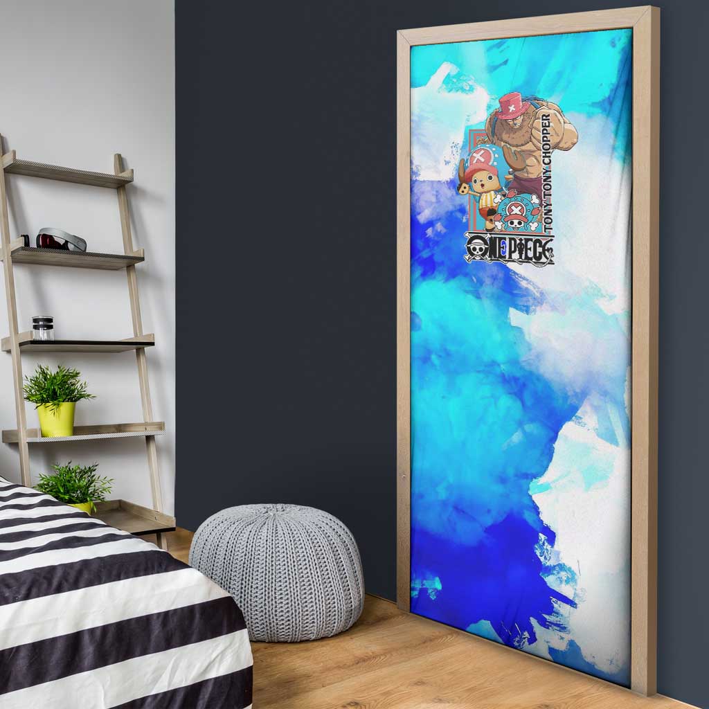 Tony Tony Chopper One Piece Blue Theme Door Cover with Cute Reindeer Design and Transformation Forms - The Mazicc