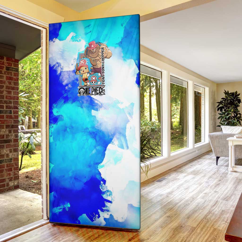 Tony Tony Chopper One Piece Blue Theme Door Cover with Cute Reindeer Design and Transformation Forms - The Mazicc
