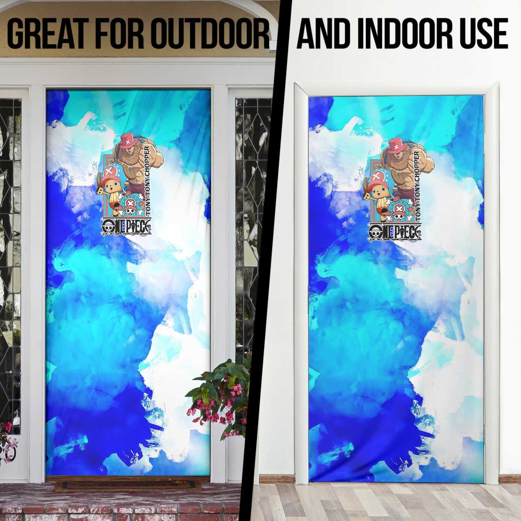 Tony Tony Chopper One Piece Blue Theme Door Cover with Cute Reindeer Design and Transformation Forms - The Mazicc