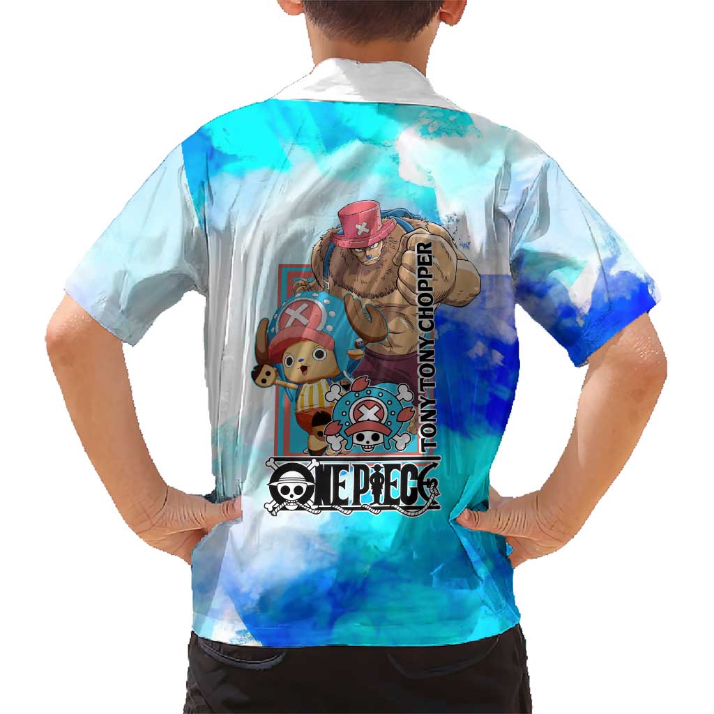 Tony Tony Chopper One Piece Blue Theme Family Matching Mermaid Dress and Hawaiian Shirt with Cute Reindeer Design and Transformation Forms