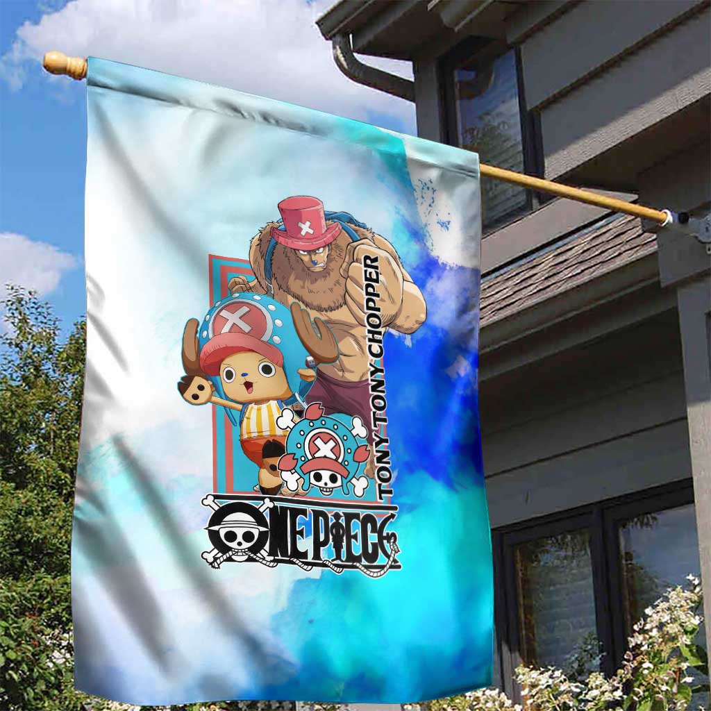 Tony Tony Chopper One Piece Blue Theme Garden Flag with Cute Reindeer Design and Transformation Forms - The Mazicc