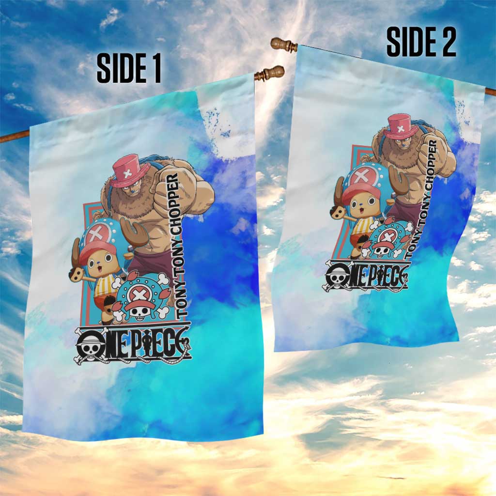 Tony Tony Chopper One Piece Blue Theme Garden Flag with Cute Reindeer Design and Transformation Forms - The Mazicc