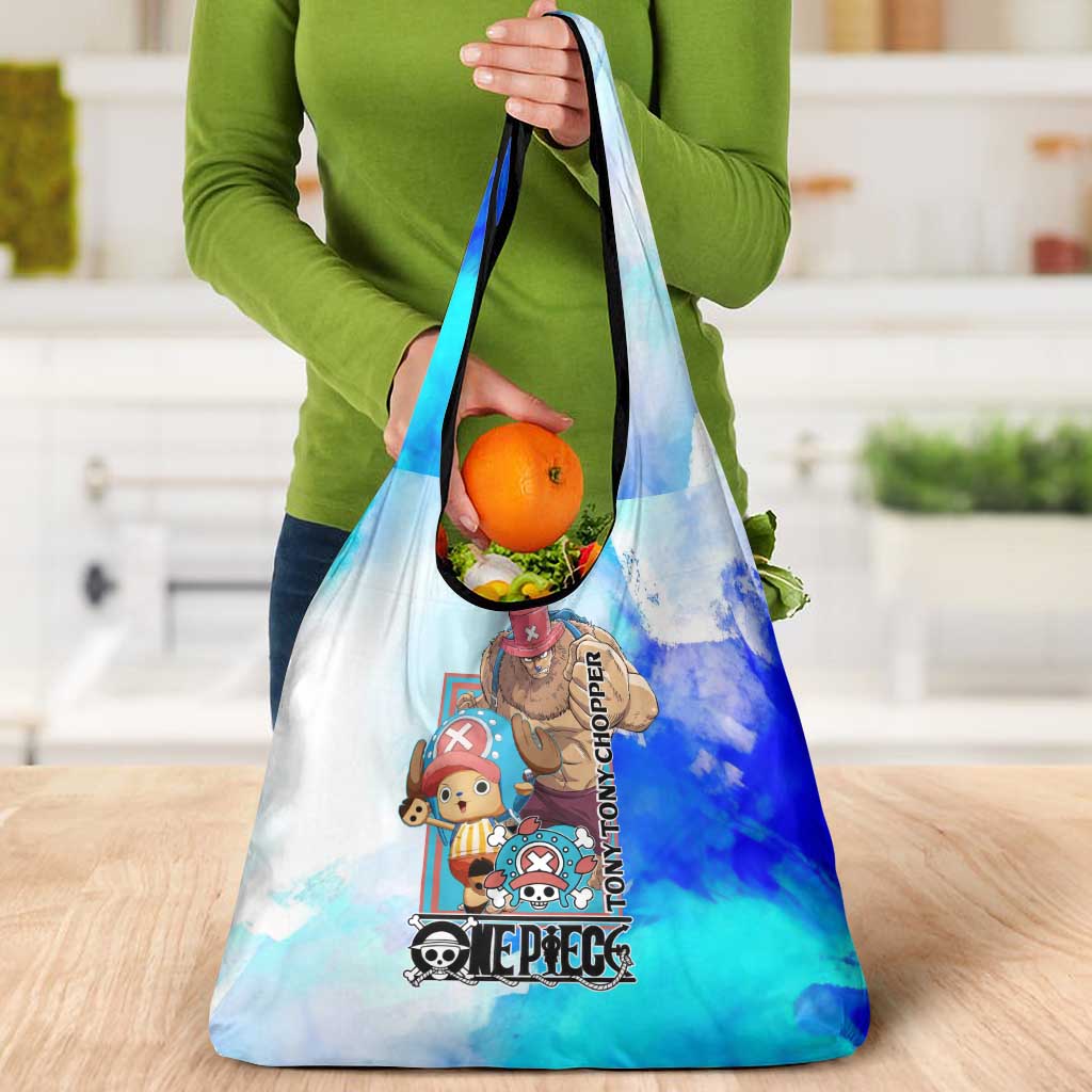 Tony Tony Chopper One Piece Blue Theme Grocery Bag with Cute Reindeer Design and Transformation Forms - The Mazicc