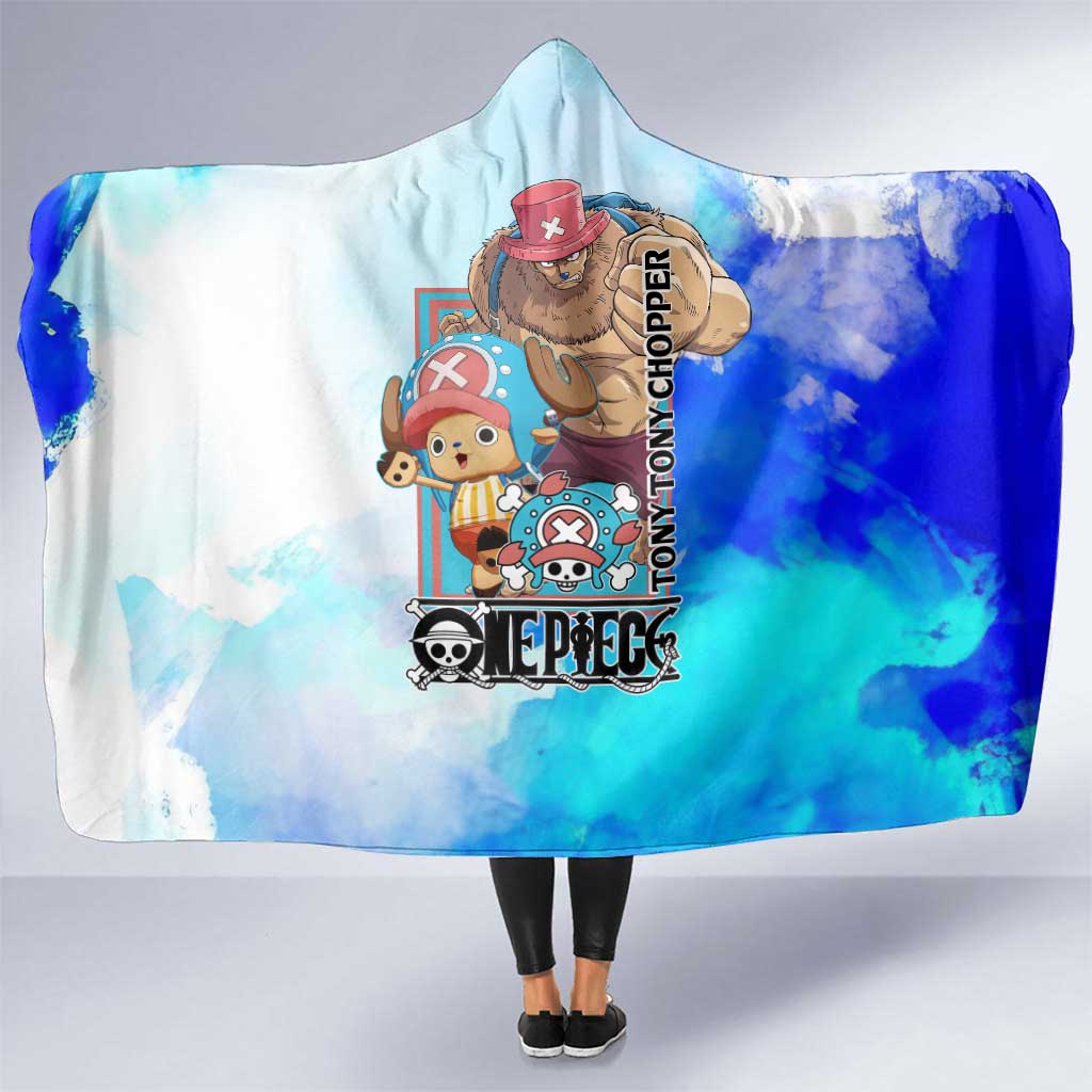 Tony Tony Chopper One Piece Blue Theme Hooded Blanket with Cute Reindeer Design and Transformation Forms - The Mazicc