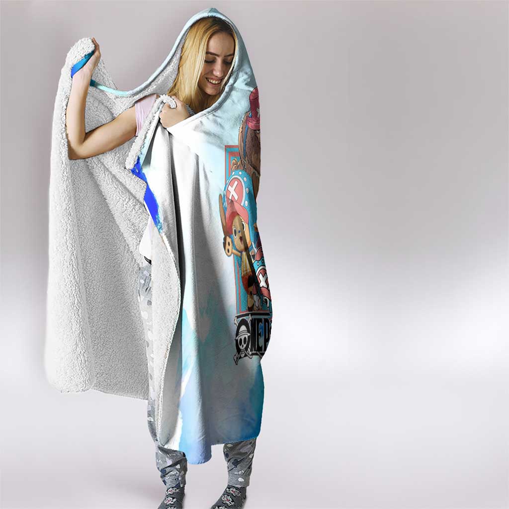Tony Tony Chopper One Piece Blue Theme Hooded Blanket with Cute Reindeer Design and Transformation Forms - The Mazicc