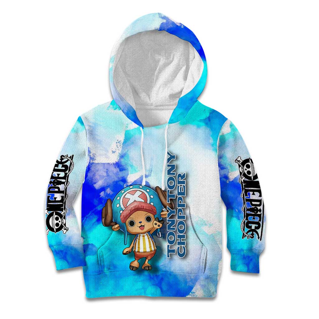 Tony Tony Chopper One Piece Blue Theme Kid Hoodie with Cute Reindeer Design and Transformation Forms - The Mazicc