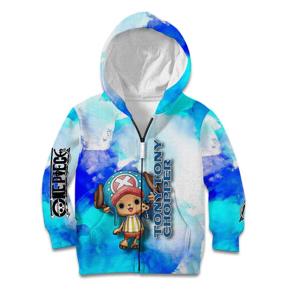 Tony Tony Chopper One Piece Blue Theme Kid Hoodie with Cute Reindeer Design and Transformation Forms - The Mazicc