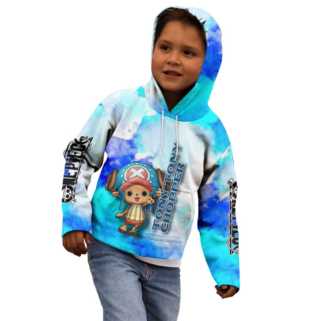 Tony Tony Chopper One Piece Blue Theme Kid Hoodie with Cute Reindeer Design and Transformation Forms - The Mazicc