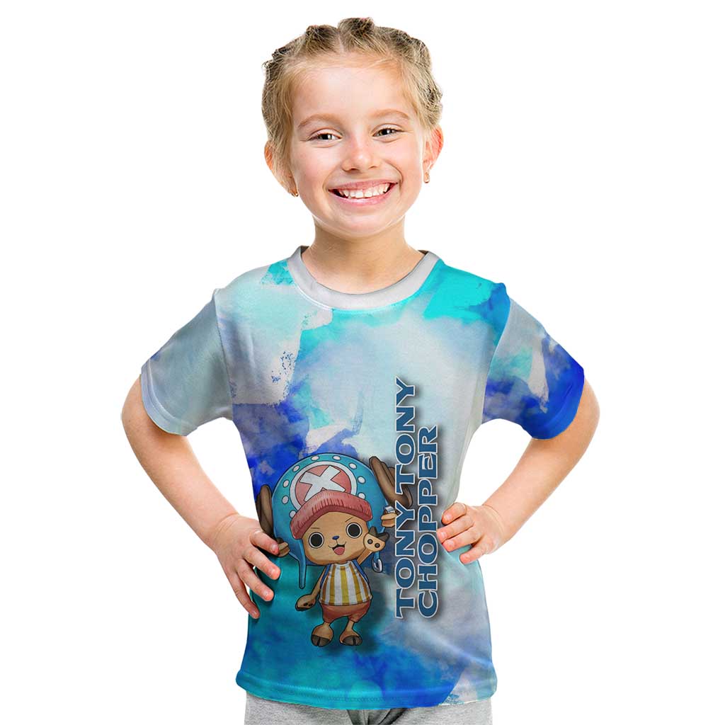 Tony Tony Chopper One Piece Blue Theme Kid T Shirt with Cute Reindeer Design and Transformation Forms - The Mazicc