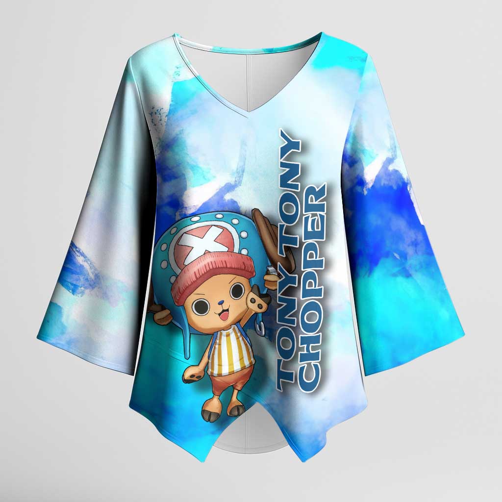 Tony Tony Chopper One Piece Blue Theme Kimono Sleeve Blouse with Cute Reindeer Design and Transformation Forms - The Mazicc