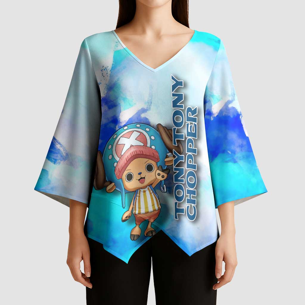 Tony Tony Chopper One Piece Blue Theme Kimono Sleeve Blouse with Cute Reindeer Design and Transformation Forms - The Mazicc
