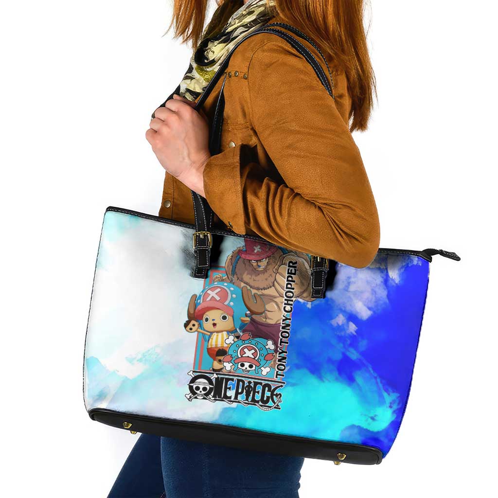 Tony Tony Chopper One Piece Blue Theme Leather Tote Bag with Cute Reindeer Design and Transformation Forms - The Mazicc