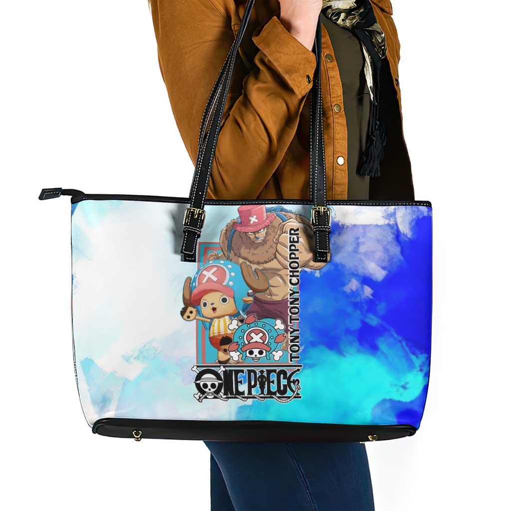 Tony Tony Chopper One Piece Blue Theme Leather Tote Bag with Cute Reindeer Design and Transformation Forms - The Mazicc