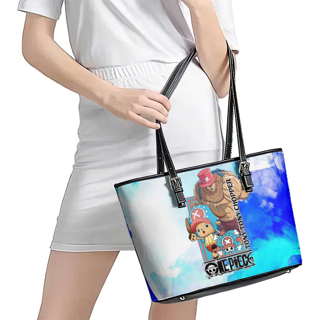 Tony Tony Chopper One Piece Blue Theme Leather Tote Bag with Cute Reindeer Design and Transformation Forms - The Mazicc