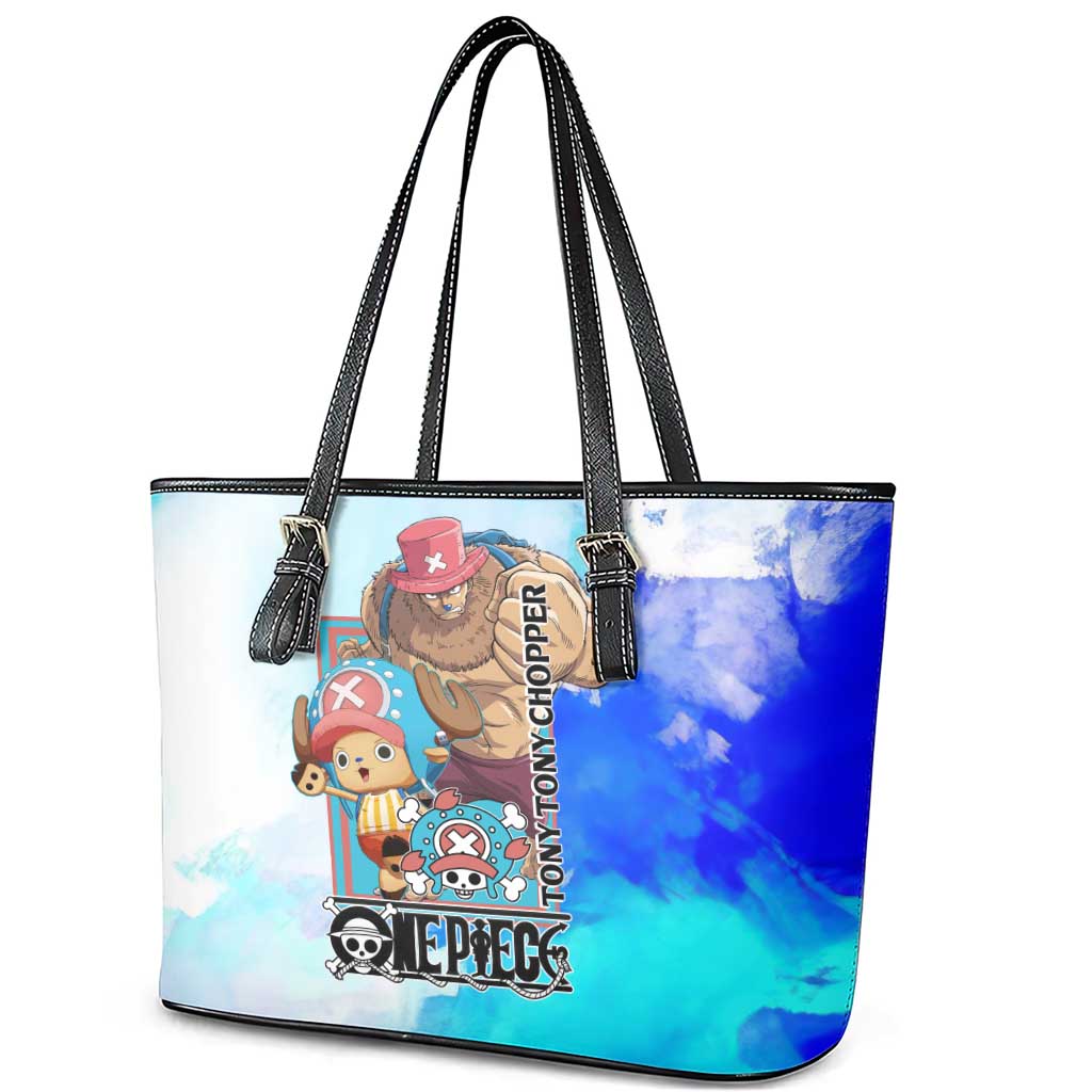 Tony Tony Chopper One Piece Blue Theme Leather Tote Bag with Cute Reindeer Design and Transformation Forms - The Mazicc