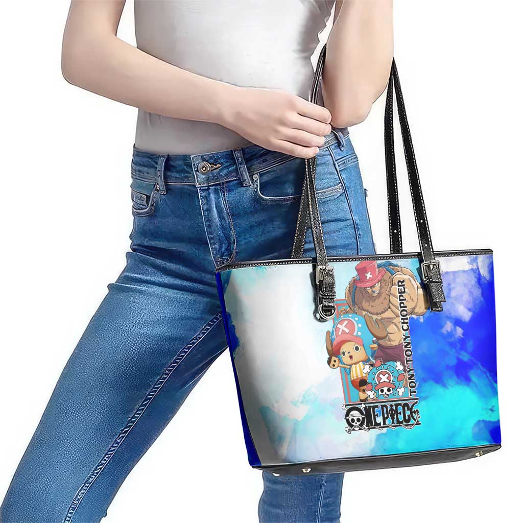 Tony Tony Chopper One Piece Blue Theme Leather Tote Bag with Cute Reindeer Design and Transformation Forms - The Mazicc