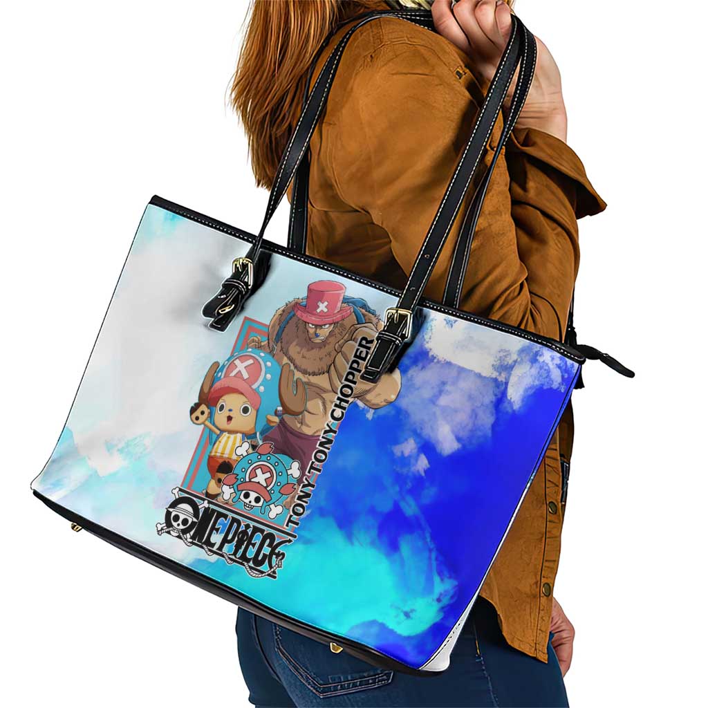 Tony Tony Chopper One Piece Blue Theme Leather Tote Bag with Cute Reindeer Design and Transformation Forms - The Mazicc