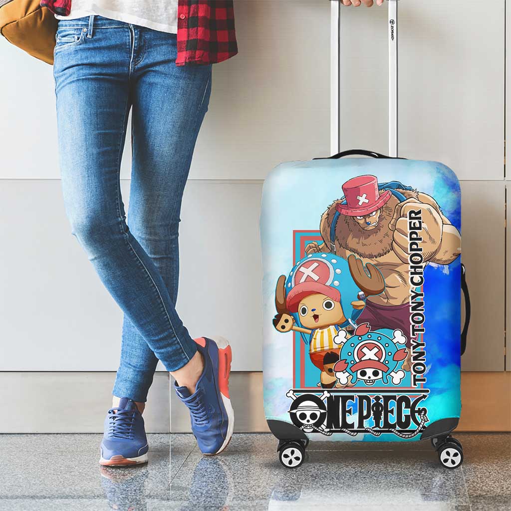 Tony Tony Chopper One Piece Blue Theme Luggage Cover with Cute Reindeer Design and Transformation Forms - The Mazicc