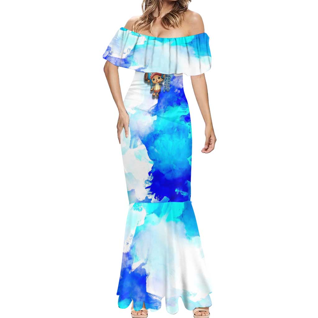 Tony Tony Chopper One Piece Blue Theme Mermaid Dress with Cute Reindeer Design and Transformation Forms - The Mazicc