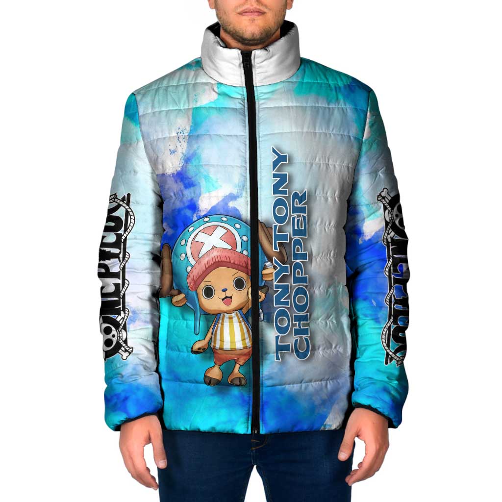Tony Tony Chopper One Piece Blue Theme Padded Jacket with Cute Reindeer Design and Transformation Forms - The Mazicc