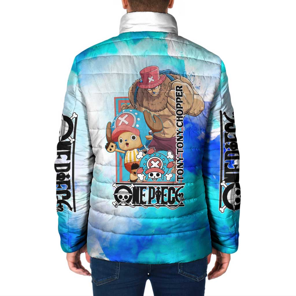 Tony Tony Chopper One Piece Blue Theme Padded Jacket with Cute Reindeer Design and Transformation Forms - The Mazicc