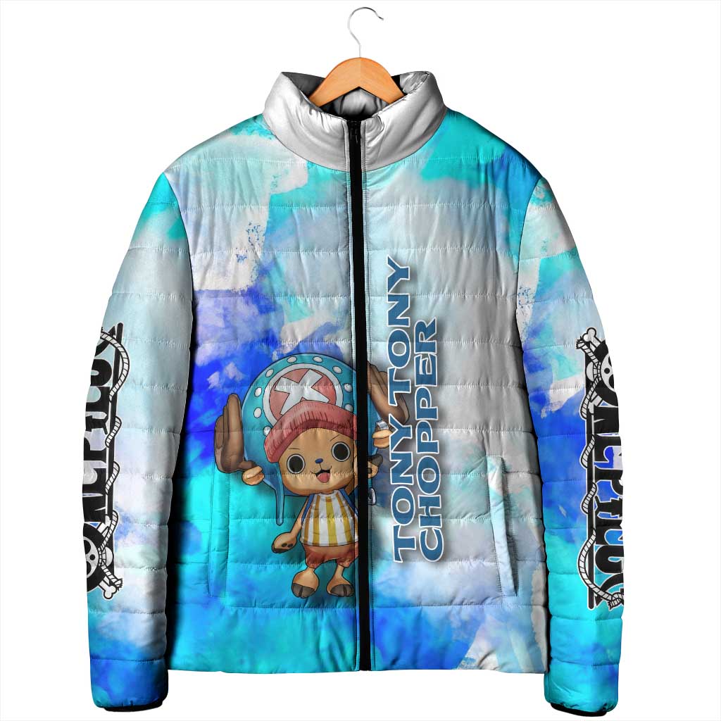 Tony Tony Chopper One Piece Blue Theme Padded Jacket with Cute Reindeer Design and Transformation Forms - The Mazicc