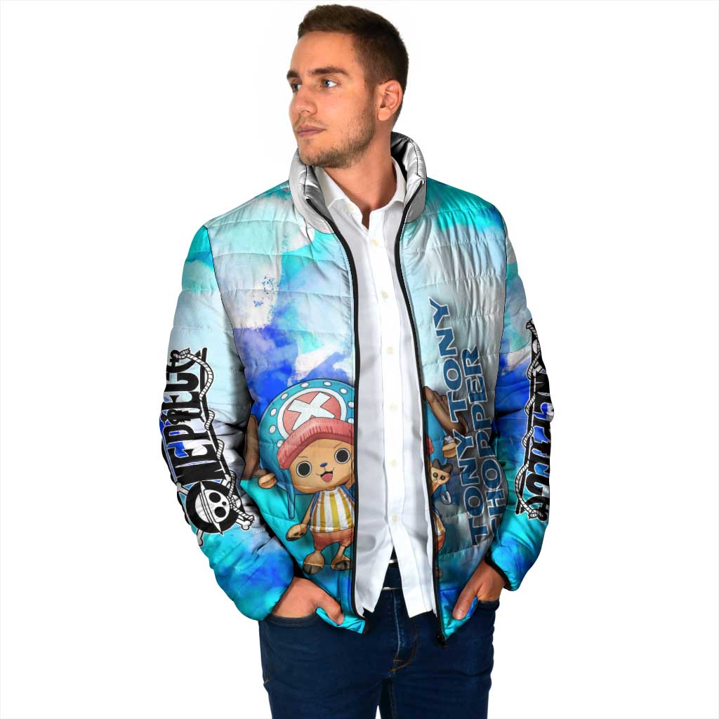 Tony Tony Chopper One Piece Blue Theme Padded Jacket with Cute Reindeer Design and Transformation Forms - The Mazicc