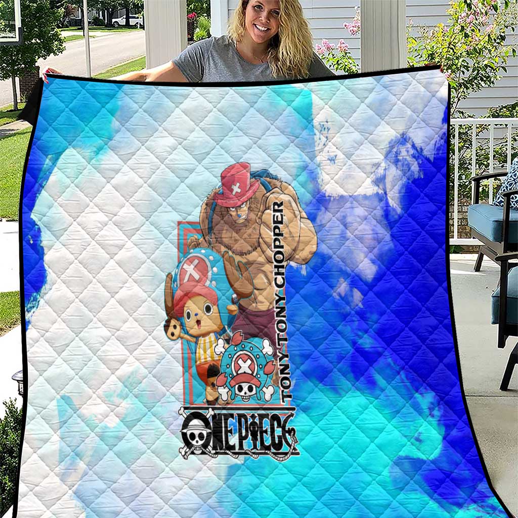 Tony Tony Chopper One Piece Blue Theme Quilt with Cute Reindeer Design and Transformation Forms - The Mazicc